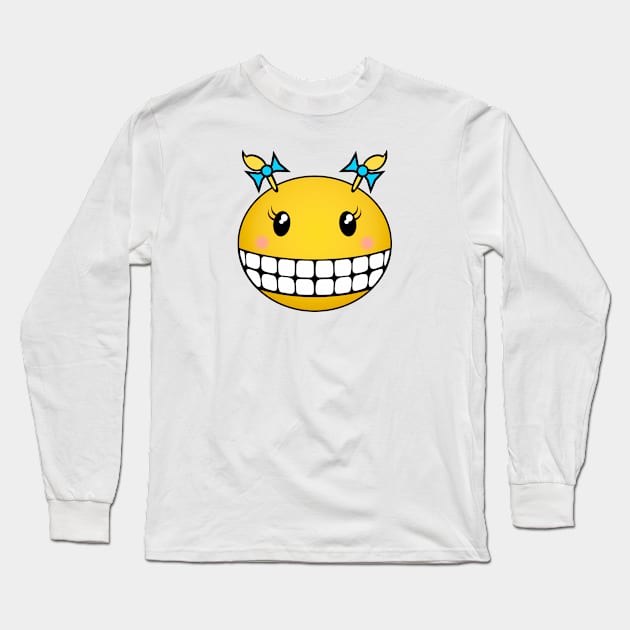 Girl Smiley - Blonde pigtails and rosy cheeks Long Sleeve T-Shirt by RawSunArt